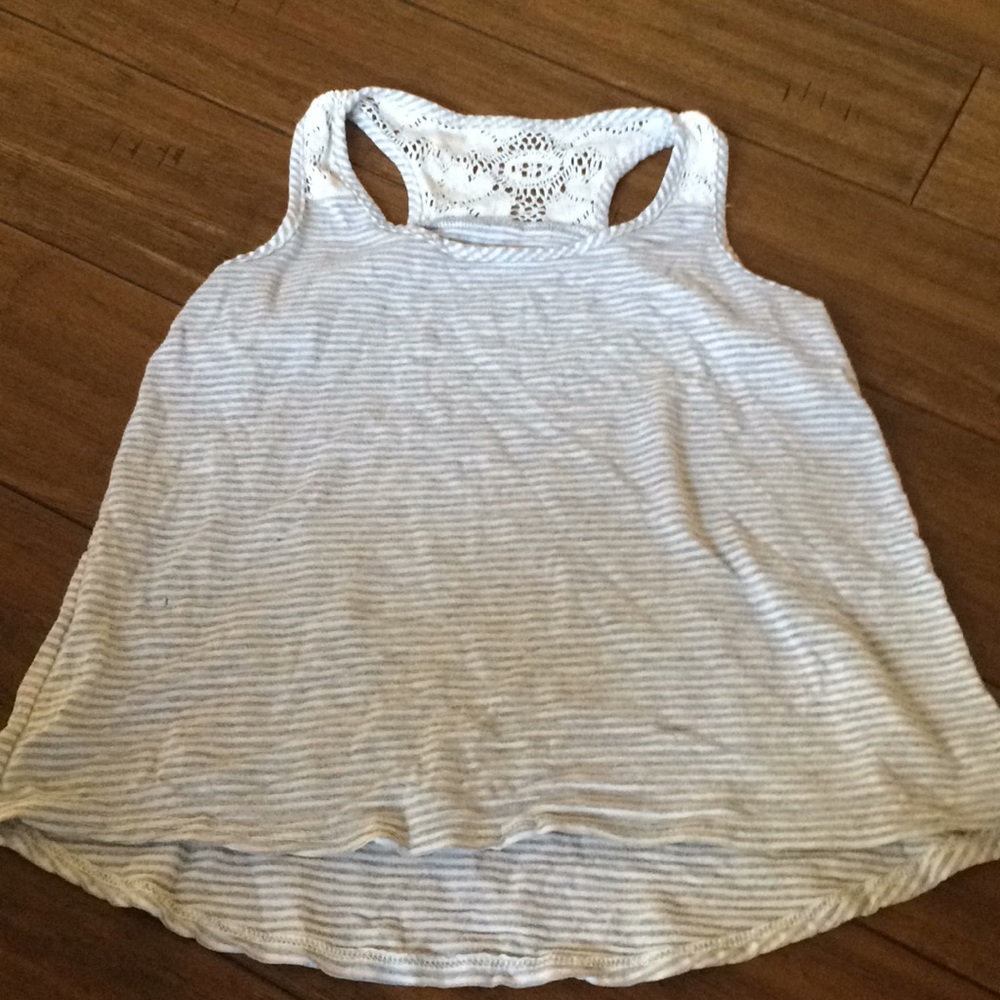 Grey/white striped tank top